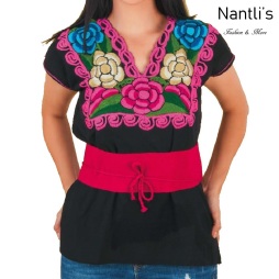 TM-77582 Black Blusa Bordada Mujer mayoreo wholesale Mexican Embroidered Blouse Nantlis Tradicion de Mexico